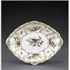 Image 1 : A Derby lozenge shaped dessert dish, - A Derby lozenge shaped dessert dish, painted to the centr...