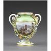 Image 1 : A Bloor Derby two-handled shield shaped vase, - A Bloor Derby two-handled shield shaped vase, pa...