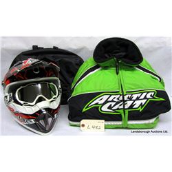 MENS ARCTIC CAT COAT, KBC HELMET