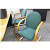 Image 1 : 2 GREEN MAPLE FRAMED CLIENT CHAIRS
