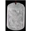 Image 2 : [CHINESE]A LATE 19TH CENTURY JADEITE PENDANT WITH CORAL BEADS CARVED WITH DRAGONS AND CLOUD L:2.25" 