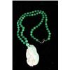 Image 1 : [CHINESE]A JADEITE PENDANT CARVED WITH BUFFALO SHAPED (MEASURED WITH NECKLACE) L:12"