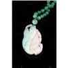 Image 2 : [CHINESE]A JADEITE PENDANT CARVED WITH BUFFALO SHAPED (MEASURED WITH NECKLACE) L:12"