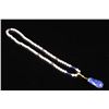 Image 1 : [CHINESE]A LATE 19TH CENTURY TRIDACNA NECKLACE WITH VASE SHAPED LAPIS PENDANT L:27"
