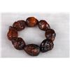 Image 1 : A AMBER CARVED PRAYER BEADS WITH THE GOD OF WEALTH L:8"