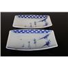 Image 2 : A PAIR OF BLUE AND WHITE PORCELAIN PLATE PAINTED WITH BAMBOO L:6" W:3.5" H:1.5"
