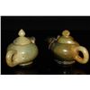 Image 2 : [CHINESE] QING DYNASTY A PAIR OF JADE CARVED BUFFALO HEAD TEA POT W:6" H:4"
