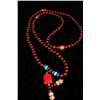 Image 1 : [CHINESE]A TANMU WOOD PRAYER BEADS WITH KALLAITE AND LAPIS L:21.5"