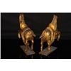 Image 2 : [CHINESE]A PAIR OF GILT WOOD CARVED HORSES