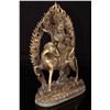 Image 3 : [CHINESE]A LATE 19TH CNETURY GILT BRONZE FIGURE OF PALDEN LHAMO W:7.25"H:13"