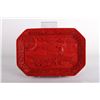 Image 1 : [CHINESE]A RED LACQURE PLATE CARVED WITH FIGURES AND LANDSCAPE L:9.5" W:7" H:1.5"