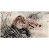 Image 1 : Chinese Lion Painting Signed Tang Ren