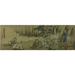 Korean WC Seven Wiseman Painting on Paper w/Frame