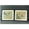 Image 1 : Pair Korean WC Bird&Flowers Silk Painting w/Frame