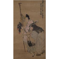 Watercolour Girl Scroll Ren Bonian (1840-1896)