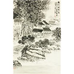 WC Scroll Landscape Song Wenzhi 1919-1999