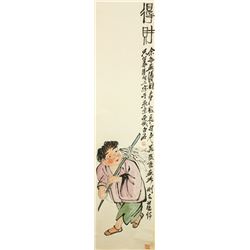 WC Scroll Figure w/Cert Qi Baishi 1864-1957