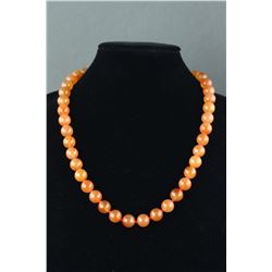 Chinese Pink Agate Necklace SILVER Mark