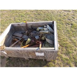 BOX OF CHAINS, BOOMERS, STRAPS