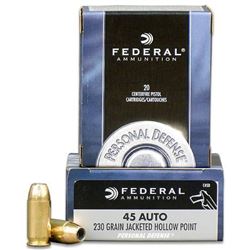 Federal Premium Personal Defense 45ACP Jacketed Hollow Point 230 GR 300 Rounds 29465093143