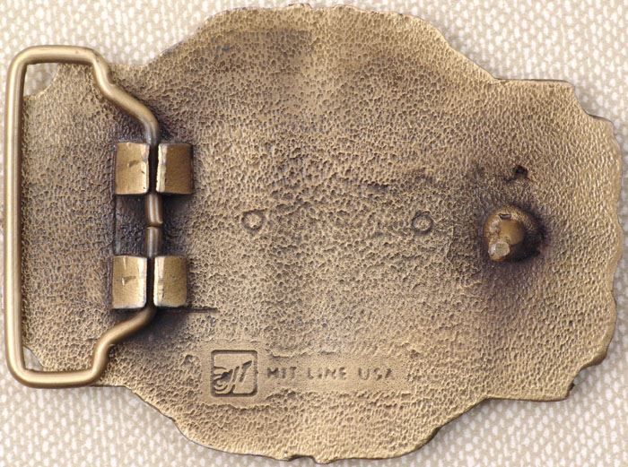 Vintage Brass Belt Buckle HIT LINE USA Train Design