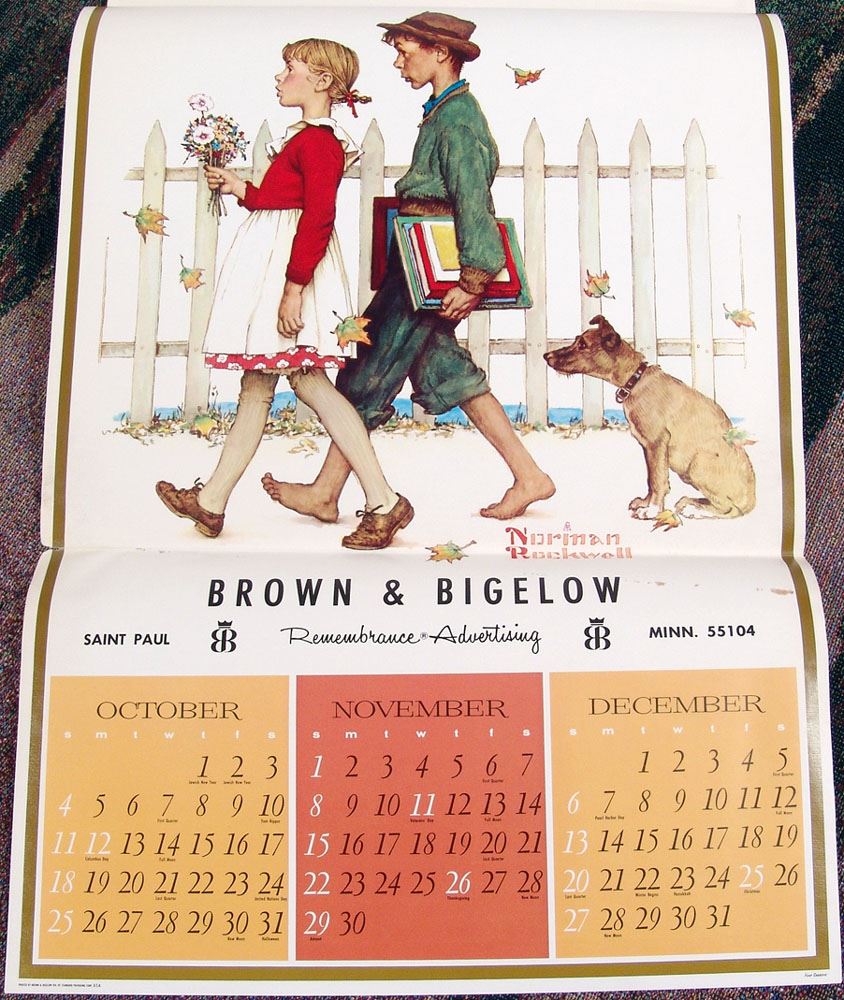 1970 Brown & Bigelow NORMAN ROCKWELL 4 Seasons Calendar
