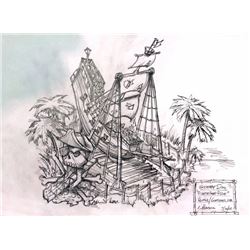 Scooby Doo Original Concept Drawing of the Pirate-ship ride for Spooky Island