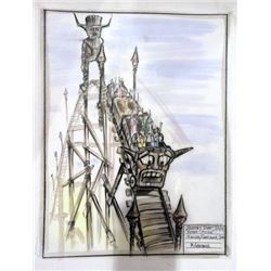 Scooby Doo Original Concept Painting of the Roller-coaster for Spooky Island