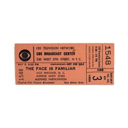 CBS Game Show Ticket  "The Face is Familiar" 1966