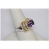 Image 2 : 4.04 CTW Gold Plated silver amethyst Ring