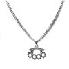 Image 1 : STAINLESS STEEL BRASS KNUCKLES CZ PENDANT COMES W/CHAIN