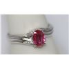 Image 1 : 0.82 CTW RUBY AND DIAMOND RING .925 STERLING SILVER
