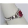 Image 2 : 0.82 CTW RUBY AND DIAMOND RING .925 STERLING SILVER
