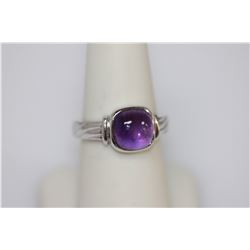 2.79 CTW Amethyst cabushion Ring .925 Sterling Silver