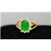 Image 1 : 14K GOLD PLATED SYNTETIC JADE RING W/CZ