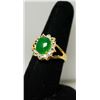 Image 2 : 14K GOLD PLATED SYNTETIC JADE RING W/CZ