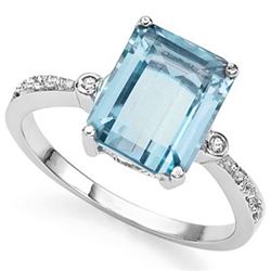 GENUINE 4.00 CTW BLUE TOPAZ AND 0.01 CTW DIAMOND PLATIN