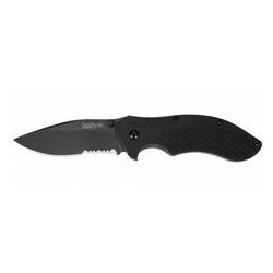 KERSHAW ALL BLACK SERRATED FOLDING KNIFE