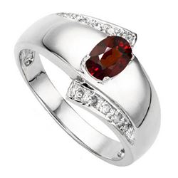 GENUINE 0.54 CTW GARNET AND 0.01 CTW DIAMOND PLATINUM P