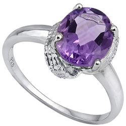 GENUINE 2.55 CTW AMETHYST AND 0.01 CTW DIAMOND PLATINUM