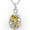 Image 1 : GENUINE 3.10 CTW CITRINE AND DAIMOND PLATINUM PLATED .9