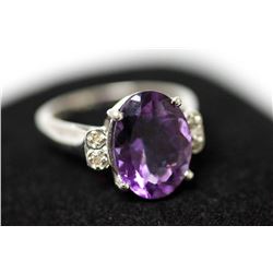 .925 STERLING SILVER 7.05 CTW AMETHYST RING