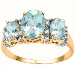 GENUINE 2.85 CTW BLUE TOPAZ SOLID 10K YELLOW GOLD RING