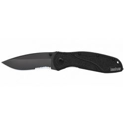 KERSHAW BLACK STAINLESS STEEL FOLDING KNIFE SERRATED ED