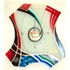Image 1 : HAND PAINTED GLASS CLOCK SCULPTURE 15" 17"