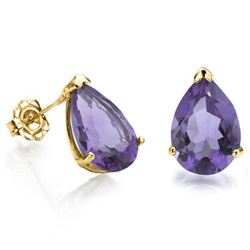GENUINE 1.00 CTW AMETHYST SOLID 10K YELLOW GOLD EARRING