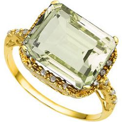 GENUINE 4.86 CTW GREEN AMETHYST AND 0.16 CTW DIAMOND SO
