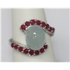 Image 1 : 4.65 CTW RUBY AND AQUAMARINE RING .925 STERLING SILVER