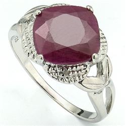 GENUINE 4.50 CTW RUBY AND 0.01 CTW DIAMOND PLATINUM PLA