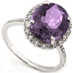 GENUINE 4.01 CTW AMETHYST AND 0.01 CTW DIAMOND PLATINUM